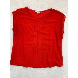 Boden Blouse Womens 14 Red‎ Sleeveless Top Pleated Front